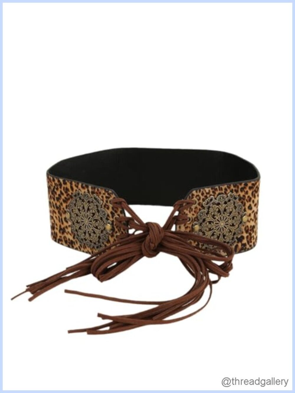Faux Leather Wide Western Waist Belt Tassel Ties Women's